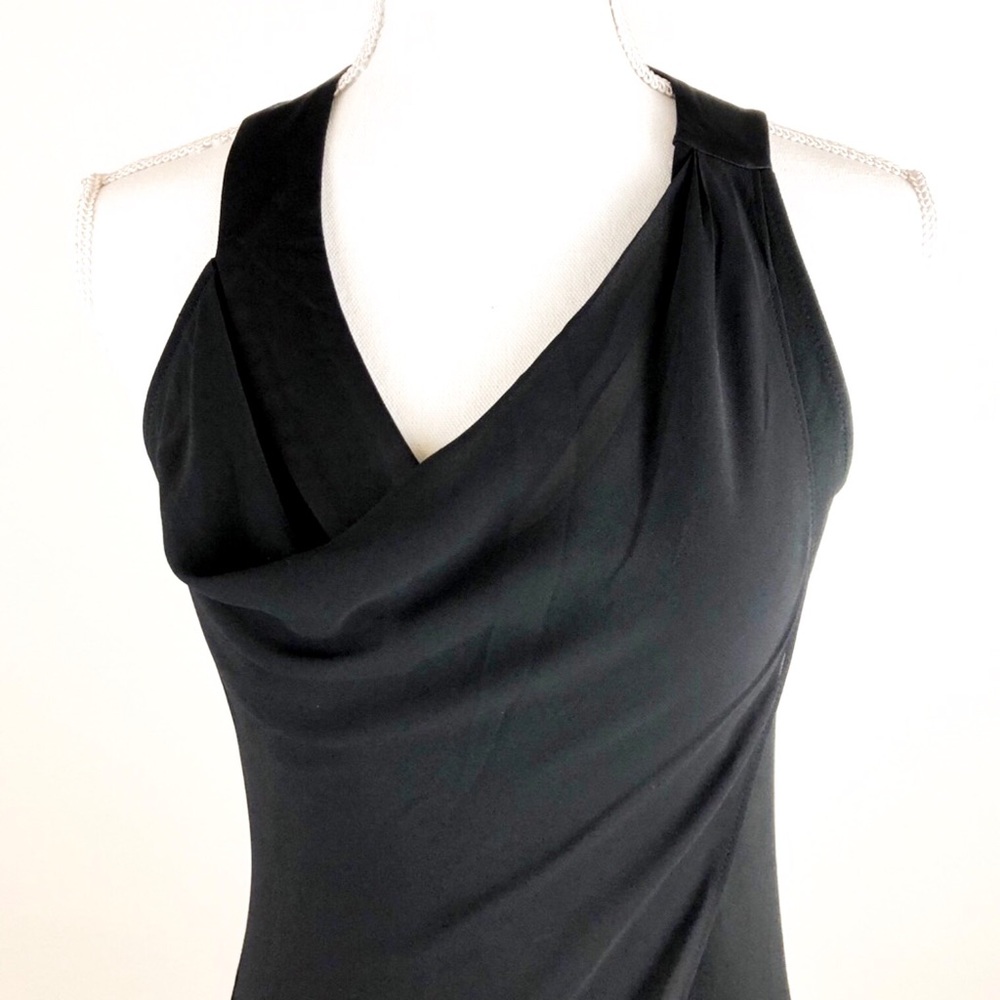 WHBM Black V Neck Asymmetrical Top